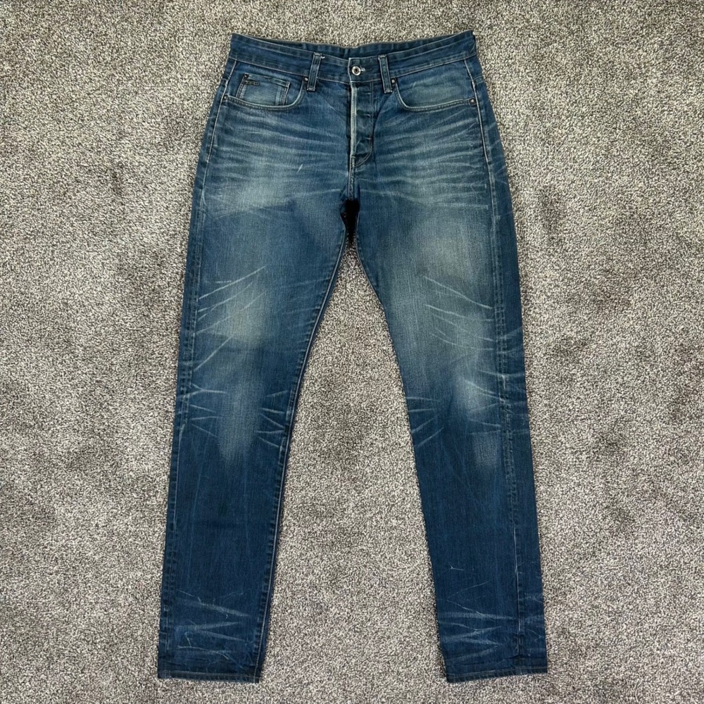 G-Star‎ Raw 3301 Tapered Mens Jeans 33x36 Medium Wash Blue Denim 51003 5286 89